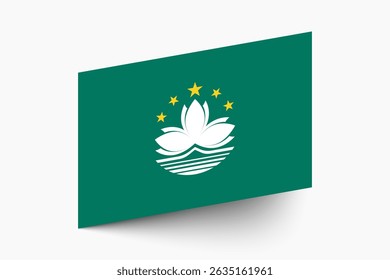 Bandera de Macao. Diseño de Ilustración vectorial digital de ícono inclinado de colores oficiales de la bandera de Macao.