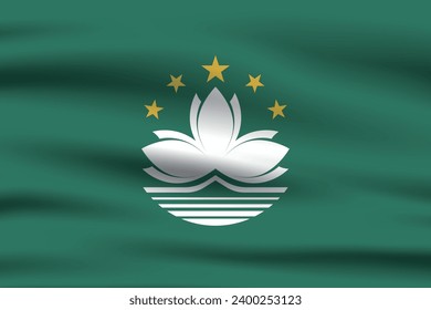 The flag of Macau. The official ratio. The wavy flag. Standard size. Standard color. Flag icon. 3d illustration. Digital illustration. Computer illustration. Vector illustration.