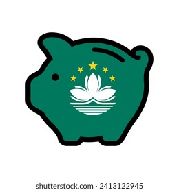 Flag of Macau, piggy bank icon, vector symbol.
