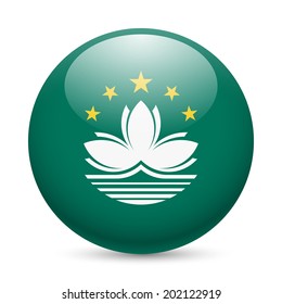 Flag of Macau as round glossy icon. Button with flag design