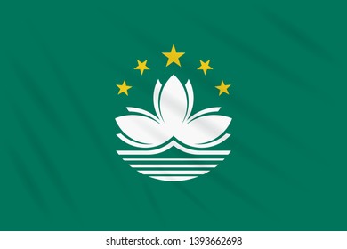 Flag Macau swaying in wind, realistic vector