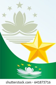Flag of Macau, template for the award, an official document with the flag and coat of arms of Macao Special Administrative Region of the People's Republic of China