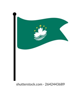 Bandeira de Macau. Design de ícone de ilustração de vetor da bandeira de Macau. Bandeira de mastro flutuante.