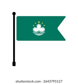 Flagge von Macau. Vektorgrafik-Symboldesign der Macau-Flagge. Flaggenmast-Symbol.
