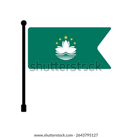 Flag of Macau. Macau flag vector illustration icon design. Flagpole flag icon.