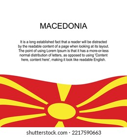 Flag of Macedonia for banner in square white background. Macedonia flag with space for text. Macedonia square banner with flag . vector illustration eps10