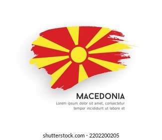 Bandera de Macedonia, diseño de pinceladas aisladas en fondo blanco, ilustración de vector EPS10
