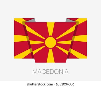Flag of Macedonia. Flat Icon Waving Flag with Country Name on a White Background
