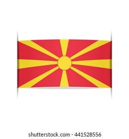 Flag of Macedonia, officially the Republic of Macedonia. Vector illustration of a stylized flag. The slit in the paper with shadows. Element for infographics.