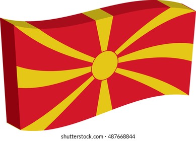 Flag of Macedonia, officially the Republic of Macedonia. Vector illustration of a stylized flag. Axonometry and volume. Element for infographics.