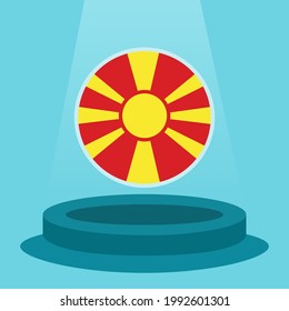 Flag of Macedonia on the podium. Simple minimalist flat design style. Ready to use for the football event etc.