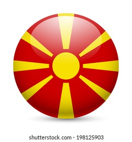 Flag of Macedonia as round glossy icon. Button with Macedonian flag