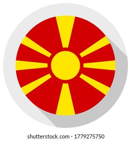 Flag of macedonia, round shape icon on white background, vector illustration