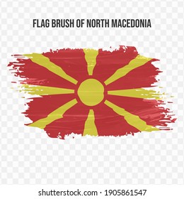Bandera de Macedonia en pincel de textura con fondo transparente, ilustración vectorial en archivo eps