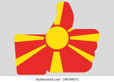 The flag of Macedonia in a Thumbs Up Icon