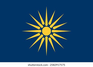 Flag of Macedonia traditional region (Greece, Hellenic Republic) golden Vergina sun on a blue field 