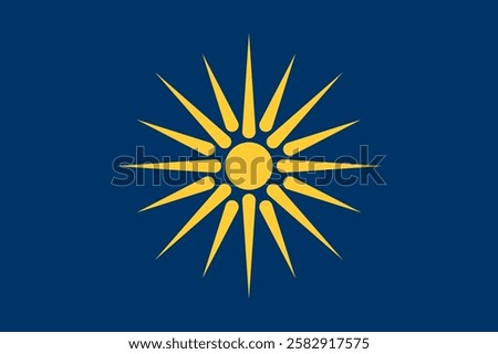 Flag of Macedonia traditional region (Greece, Hellenic Republic) golden Vergina sun on a blue field 