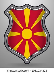 Flag of Macedonia. Vector Badge and Icon. Vertical Orientation Version