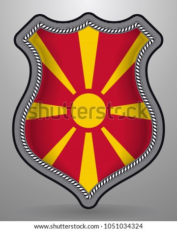 Flag of Macedonia. Vector Badge and Icon. Vertical Orientation Version