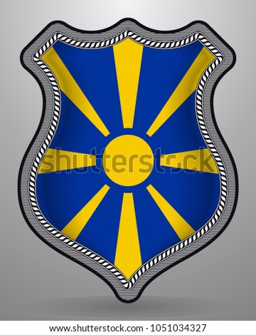 Flag of Macedonia. Vector Badge and Icon. Vertical Orientation Version