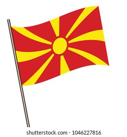 Flag of Macedonia , Macedonia flag waving isolated vector illustration