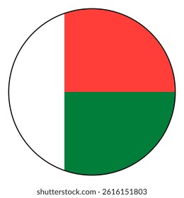 Flag of Madagascar. Black edge. Madagascar circle flag logo icon computer vector illustration design.