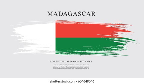 Flag of Madagascar brush stroke background