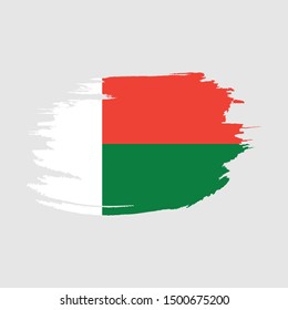 Flag of Madagascar with brush stroke effect, Madagaskar flag template design. Vector eps 10