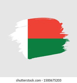 Flag of Madagascar with brush stroke effect, Madagaskar flag template design. Vector eps 10