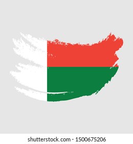 Flag of Madagascar with brush stroke effect, Madagaskar flag template design. Vector eps 10