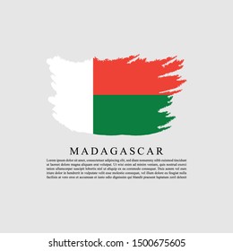 Flag of Madagascar with brush stroke effect and information text poster, Madagaskar flag template design. Vector eps 10