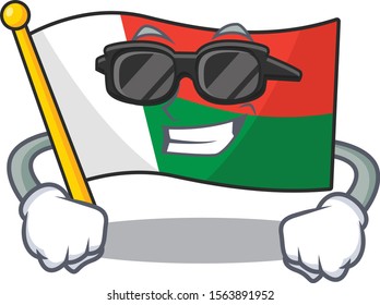 Flag madagascar cartoon with in super cool character
