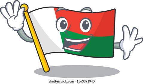 Flag madagascar cartoon with in waving character