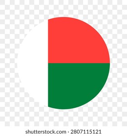 Flag of Madagascar. Madagascar circle flag logo icon computer vector illustration design. Transparent checkerboard background.