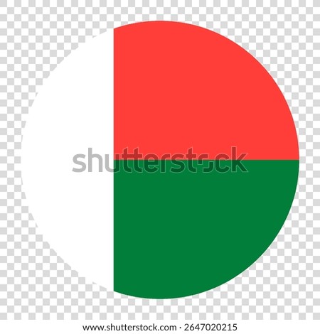 Flag of Madagascar. Madagascar circle flag logo icon computer vector illustration design. Transparent checkerboard background.