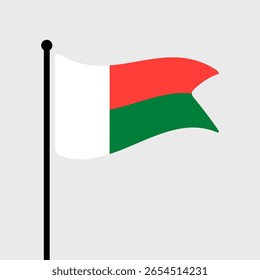 Bandeira de Madagascar. Bandeira de Madagáscar computador digital vetor ilustração ícone design. Bandeira de mastro flutuante.