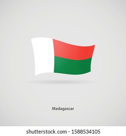 The flag of Madagascar is flying layered vector image.