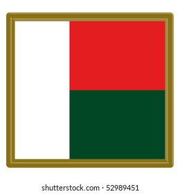 Flag of Madagascar with gold frame