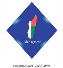 Flag of Madagascar icon isolated on a Blue background