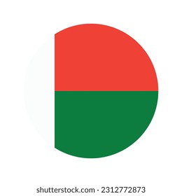 The flag of Madagascar. Flag icon. Standard color. Round flag. Computer illustration. Digital illustration. Vector illustration.