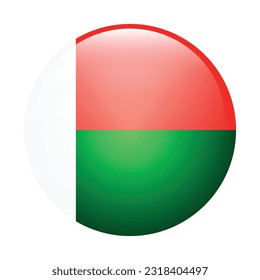 Flag of Madagascar. Flag icon. Standard color. The round flag. 3d illustration. Computer illustration. Digital illustration. Vector illustration.