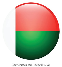 Flag of Madagascar. Flag icon. Standard color. The round flag. 3d illustration. Computer illustration. Digital illustration. Vector illustration.