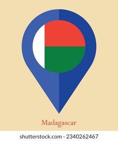 Flag of Madagascar, Flag of Madagascar Map pointer icon. Vector illustration flag pointer.