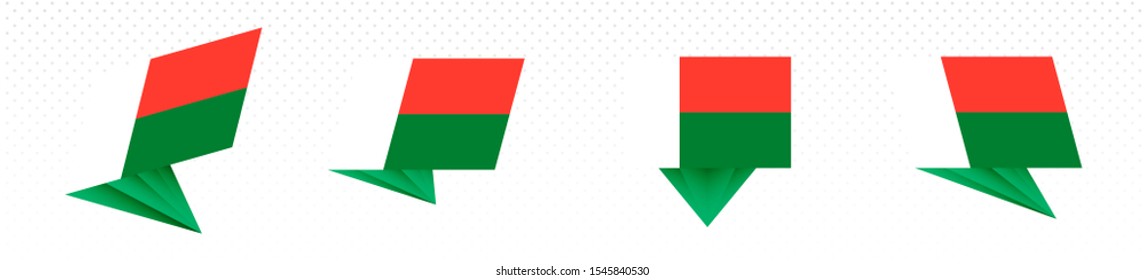 Flag of Madagascar in modern abstract design, vector flag set.