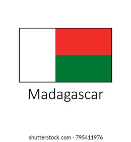 Flag of Madagascar with name icon. Official colors and proportion correctly. National Madagascar Flag vector. Madagascar Flag vector illustration. 