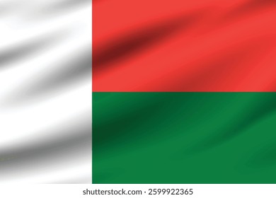 Flag of Madagascar. Madagascar flag official colors and proportion digital vector illustration. Wavy flag.