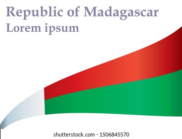 Flag of Madagascar, Republic of Madagascar. Template for award design, an official document with the flag of Madagascar. Bright, colorful vector illustration for graphic and web design.