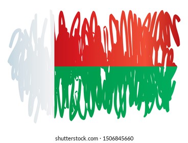 Flag of Madagascar, Republic of Madagascar. Template for award design, an official document with the flag of Madagascar. Bright, colorful vector illustration for graphic and web design.