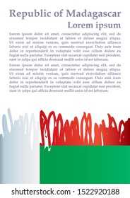 Flag of Madagascar, Republic of Madagascar. Template for award design, an official document with the flag of Madagascar. Bright, colorful vector illustration for graphic and web design.