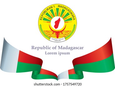 Flagge Madagaskars, Republik Madagaskar. Vorlage für die Preisverleihung, ein offizielles Dokument mit der Flagge Madagaskars. Helle, bunte Vektorgrafik für Grafik und Webdesign.